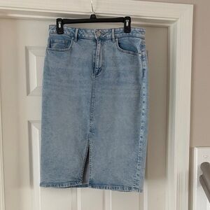 LOFT Sky Blue Denim Midi Skirt